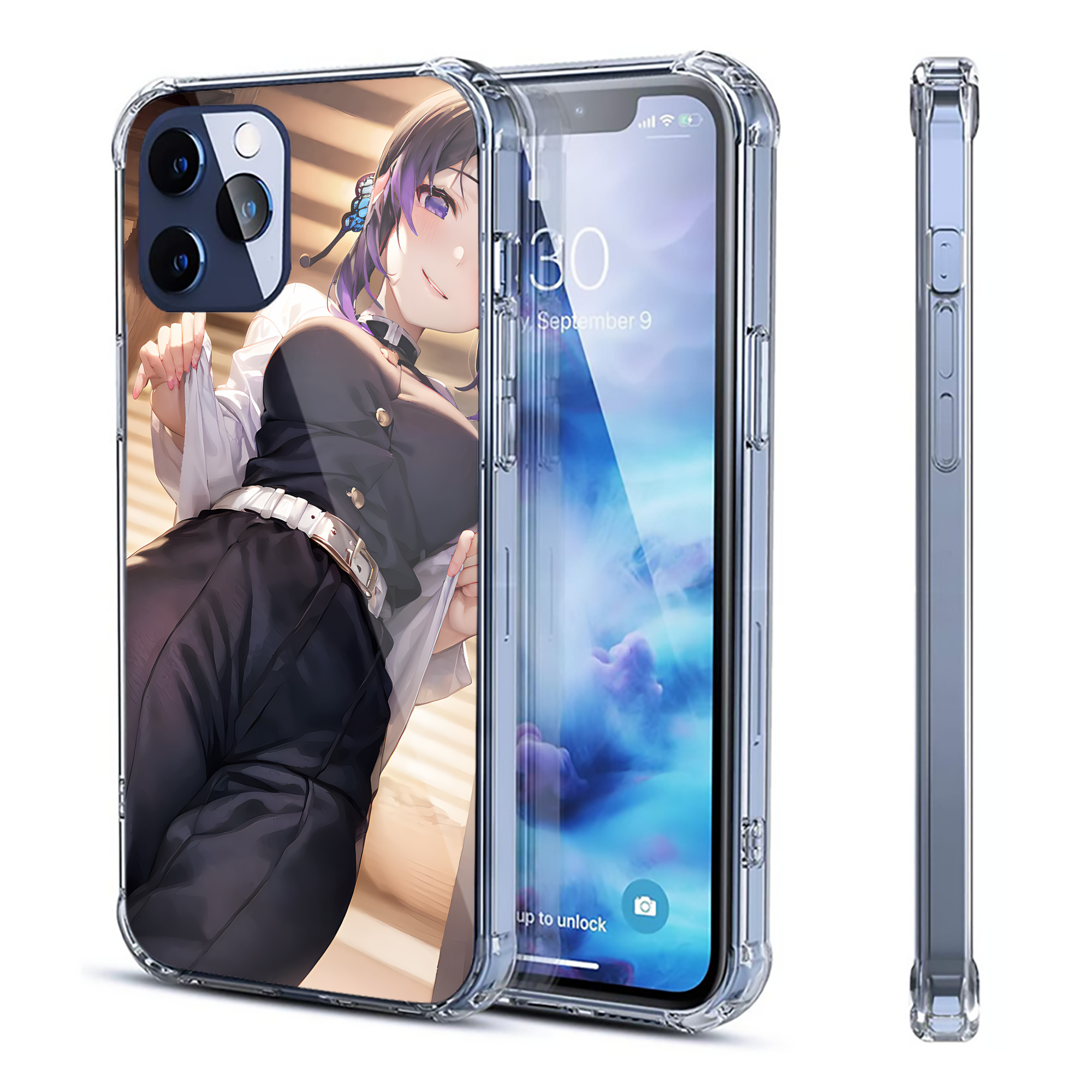 （画像用） 鬼滅の刃（きめつのやいば）蟲柱-胡蝶 しのぶ／こちょう しのぶ Kochou Shinobu 【iPhone 12シリーズ対応】透明スマホケース（クリアソフトケース）